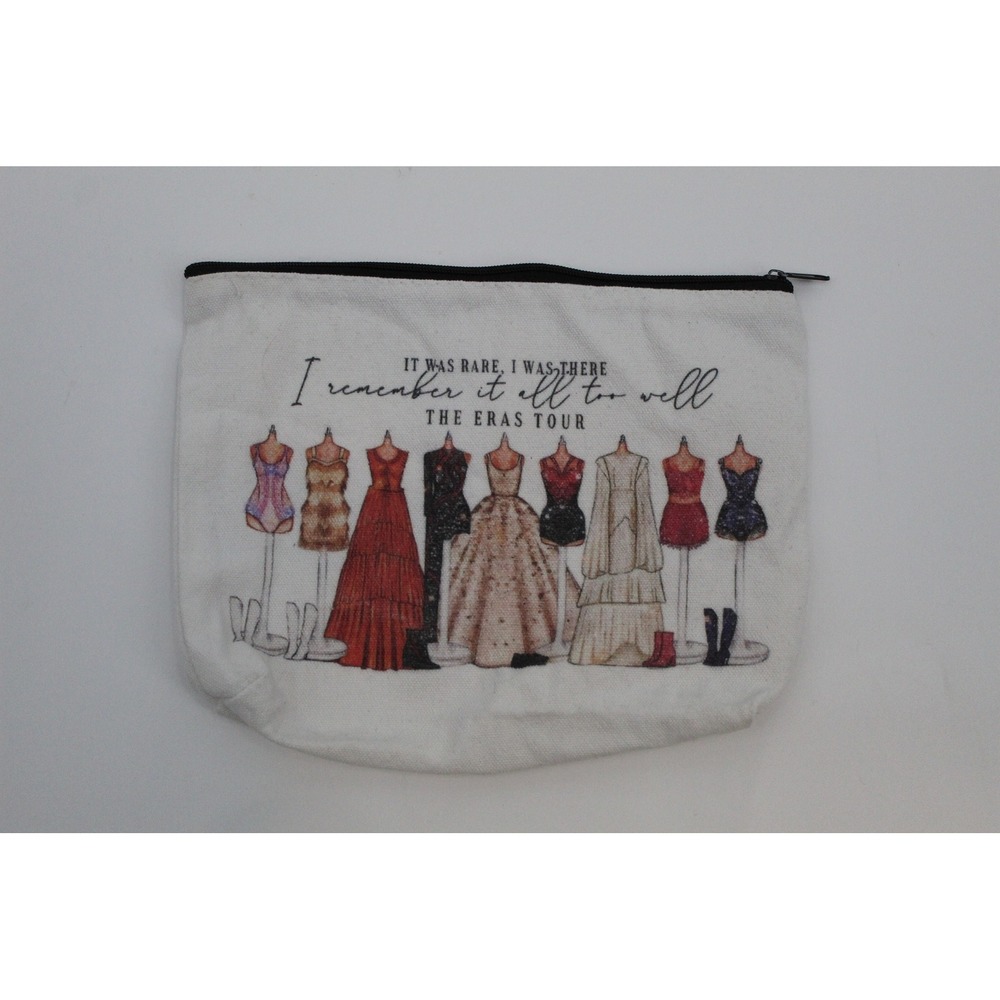 Taylor Swift The Eras‎ Tour Makeup Bag All Too Well Canvas Pouch White Zippered